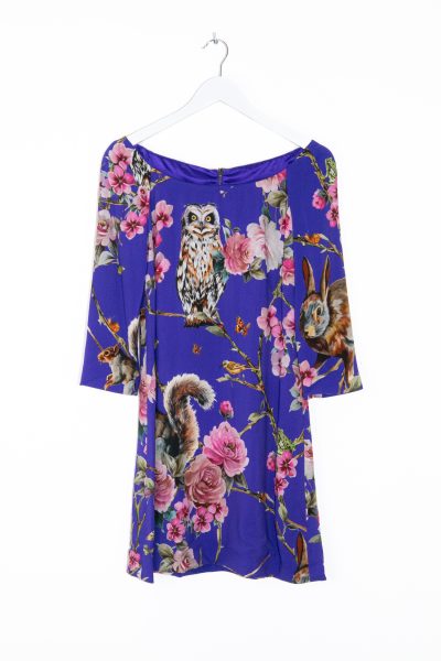 Dolce & Gabbana Kleid in Lila mit Tiermotiv und Blumen