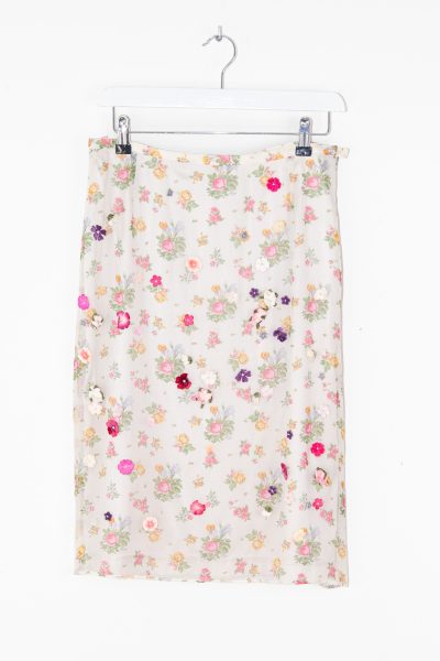 Vintage Dolce & Gabbana Rock mit Blumenmuster in Hellgrau