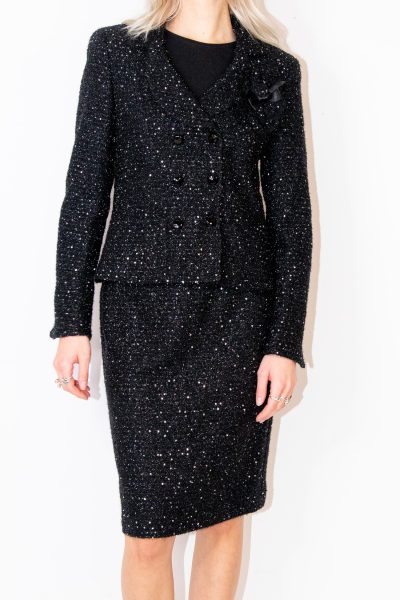 Vintage Escada Kostüm mit Pailletten in Schwarz und Silber