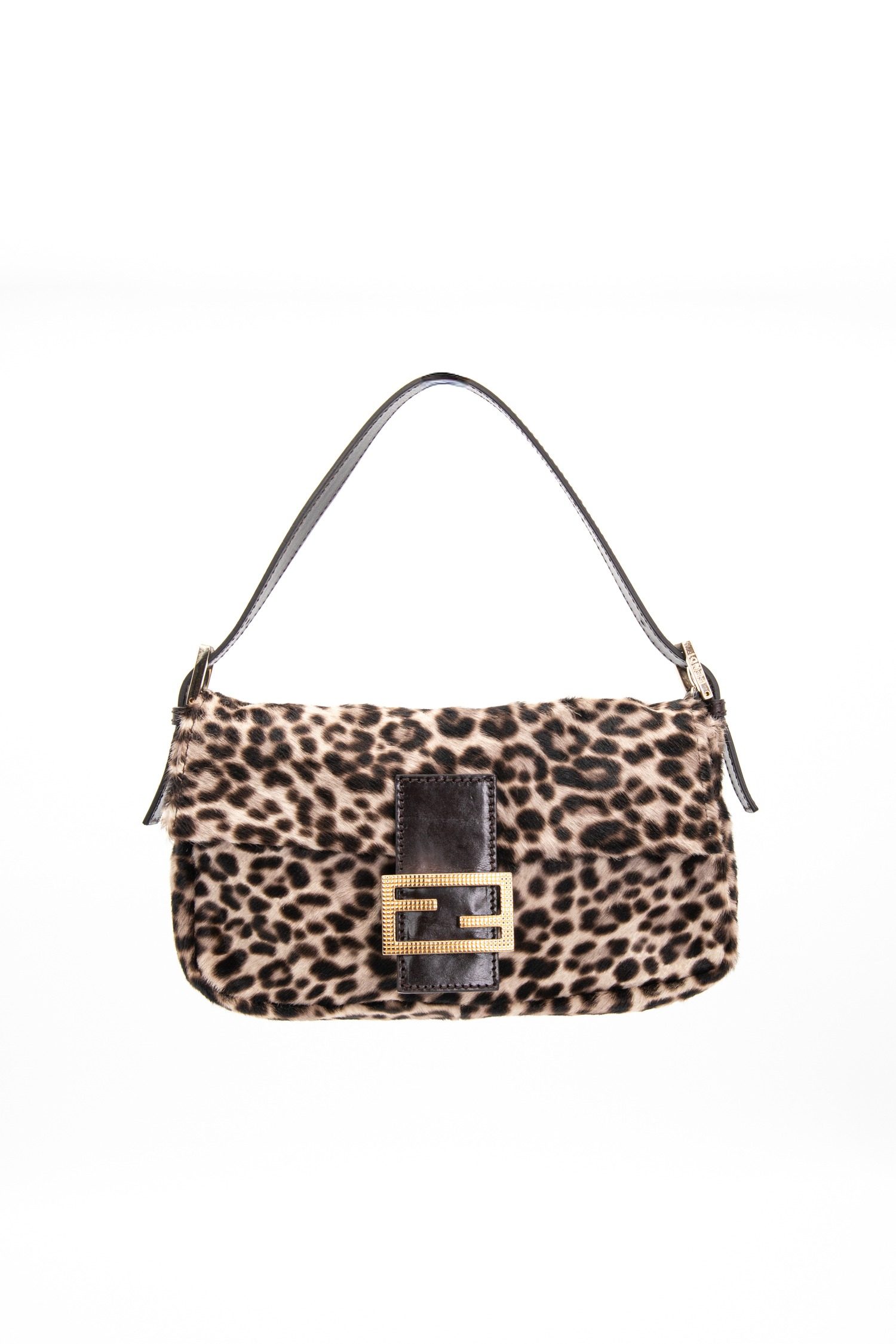 Thumbnail of http://Fendi%20Baguette%20Vintage%20Handtasche%20mit%20Leomuster%20in%20Braun%20und%20Gold