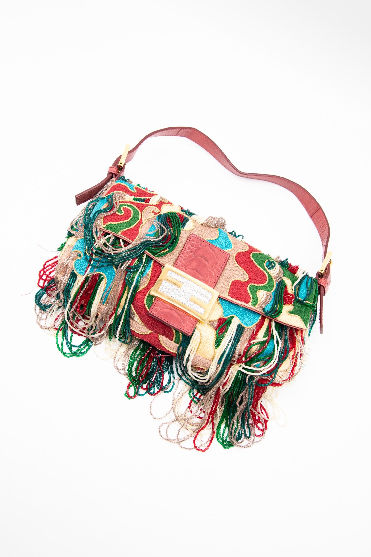 Thumbnail of http://Vintage%20Fendi%20Baguette%20Tasche%20mit%20Wellenmuster%20und%20Glasperlen