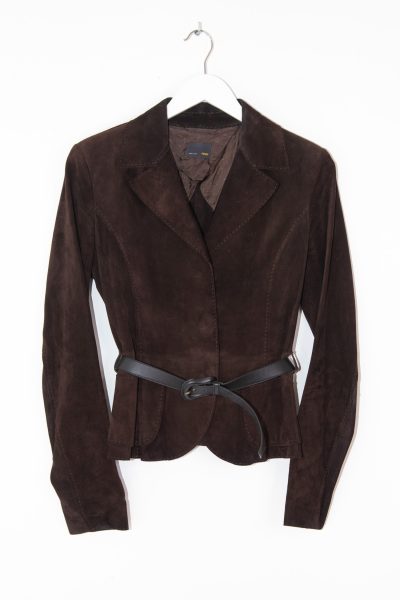 Vintage Fendi Lederjacke mit Gürtel in Dunkelbraun