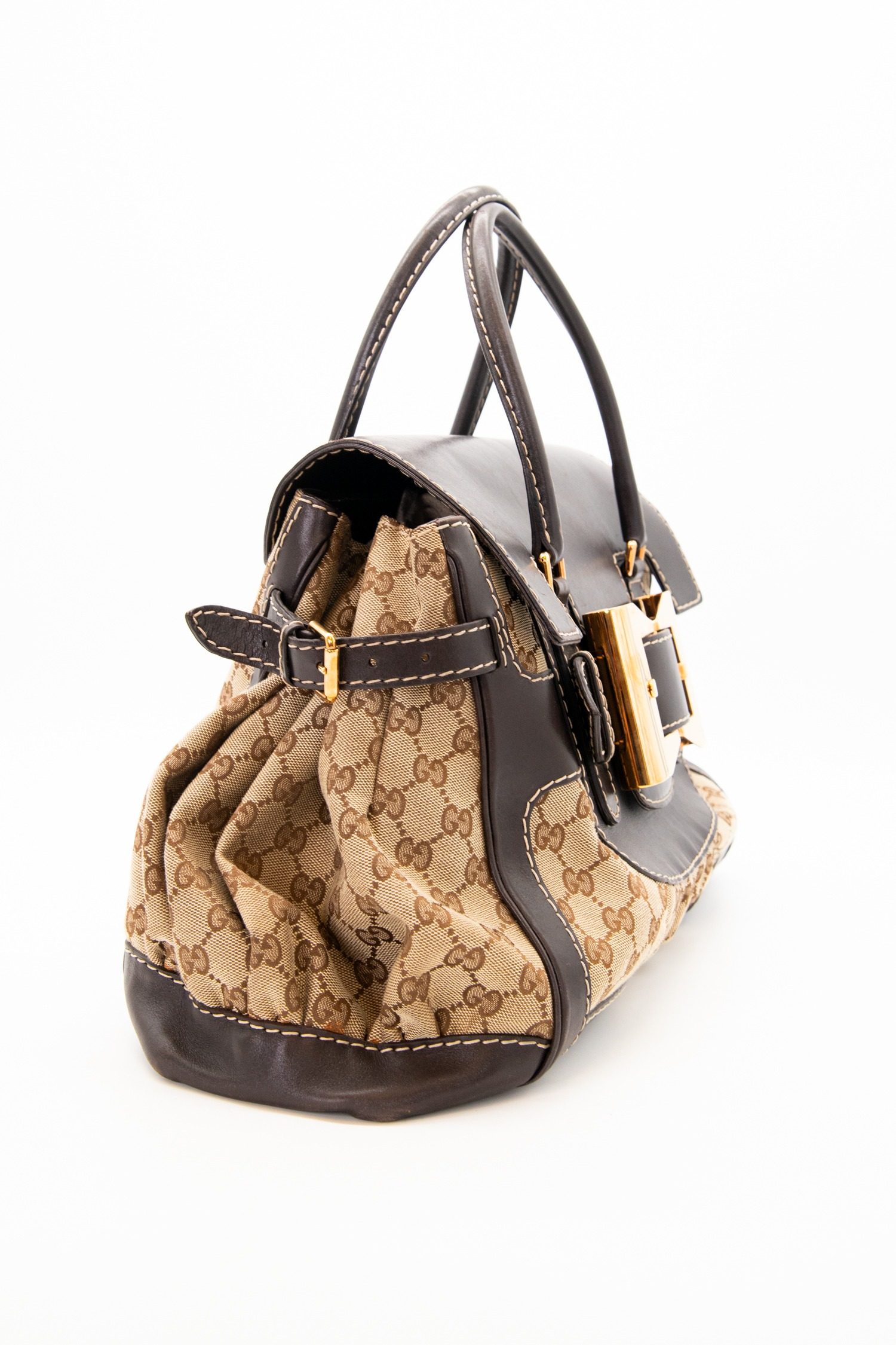 Thumbnail of http://Gucci%20Dialux%20Queen%20Handtasche%20in%20Beige%20und%20Dunkelbraun