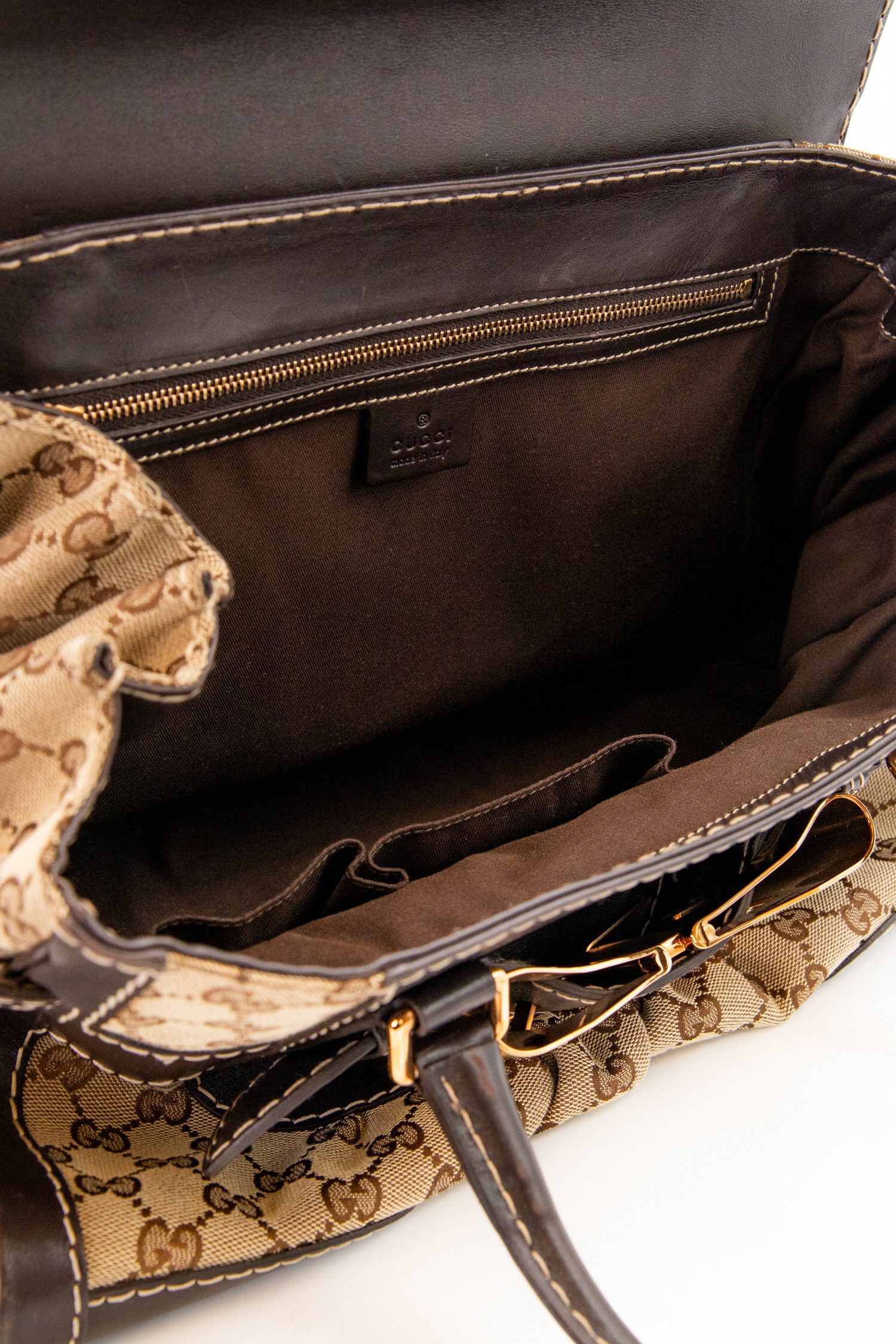 Thumbnail of http://Gucci%20Dialux%20Queen%20Handtasche%20in%20Beige%20und%20Dunkelbraun