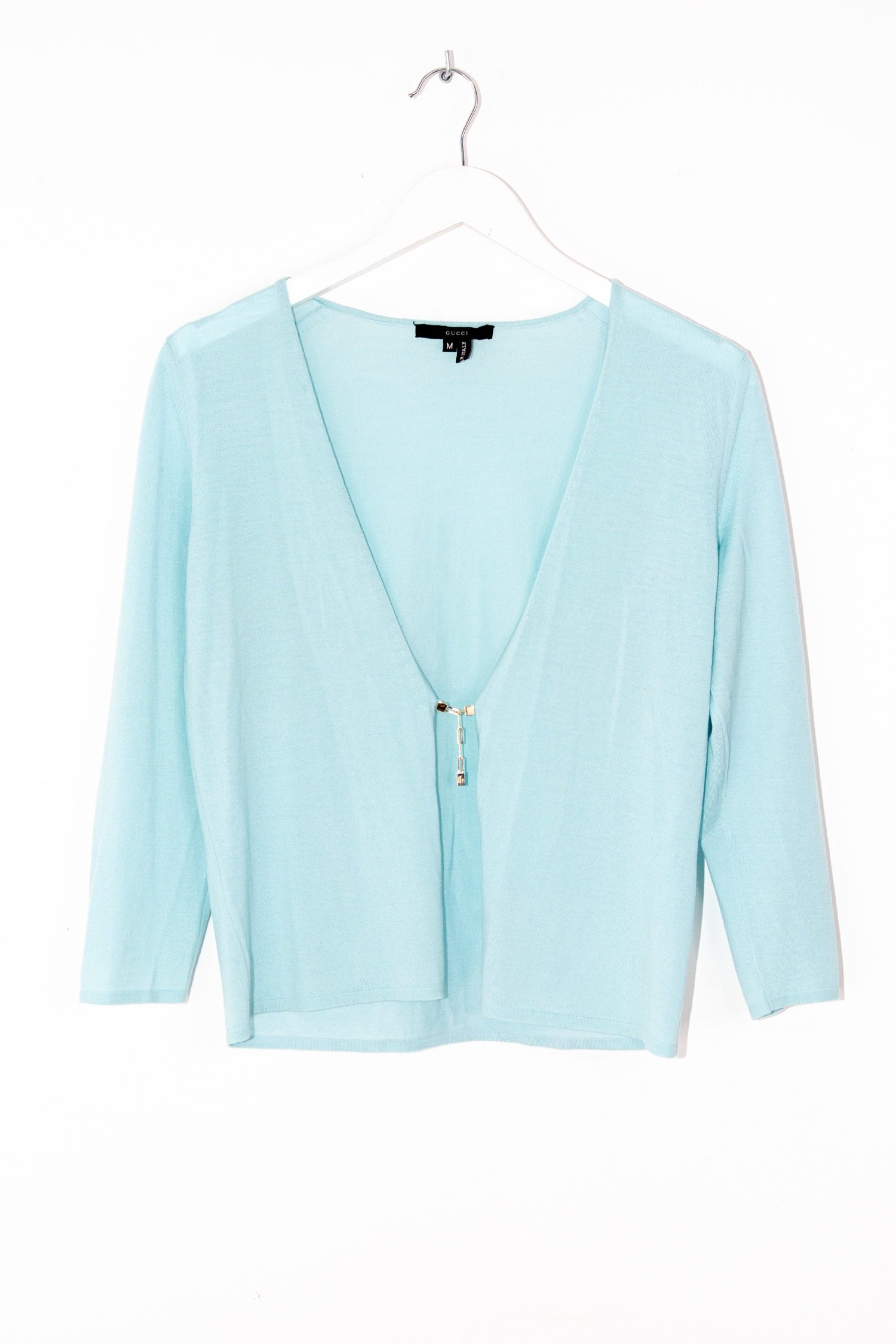 Thumbnail of http://Vintage%20Gucci%20Strickset%20aus%20Top%20und%20Strickjacke%20in%20Helltürkis