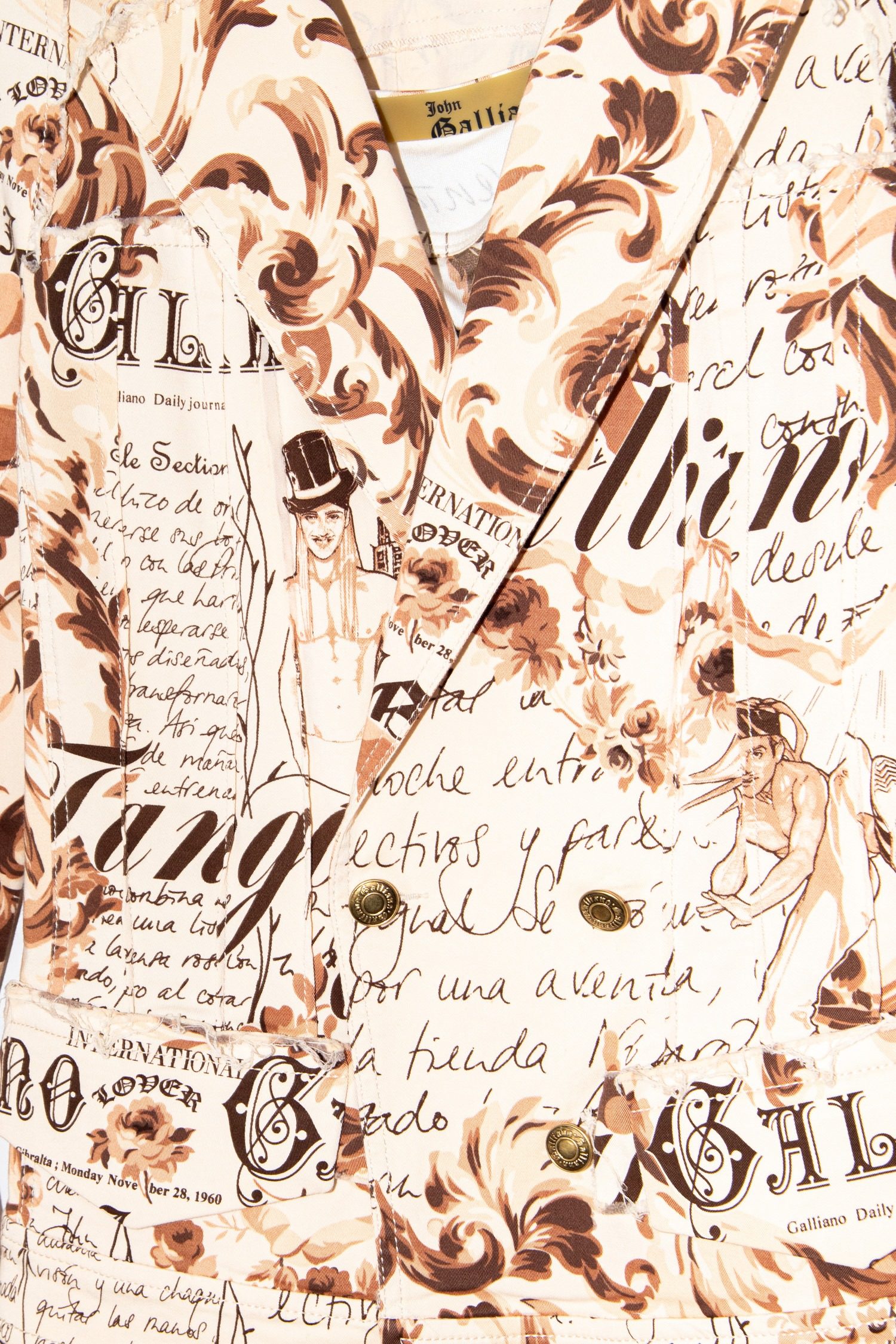 Thumbnail of http://Vintage%20John%20Galliano%20Set%20aus%20Jacke%20und%20Top%20in%20Beige%20und%20Braun