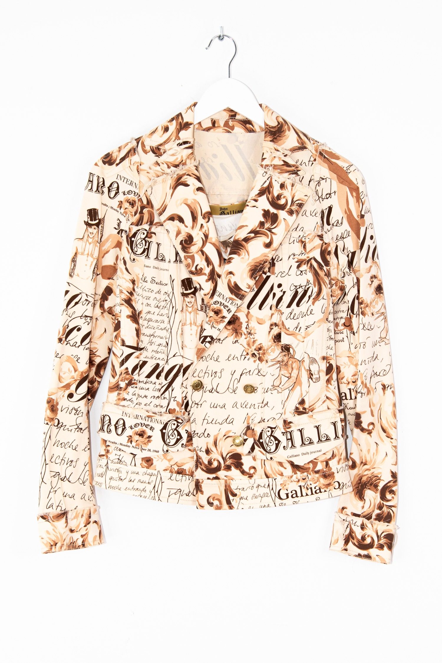 Thumbnail of http://Vintage%20John%20Galliano%20Set%20aus%20Jacke%20und%20Top%20in%20Beige%20und%20Braun