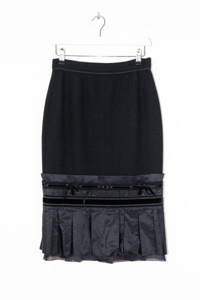 Vintage Louis Vuitton Midirock mit Faltendetails in Schwarz