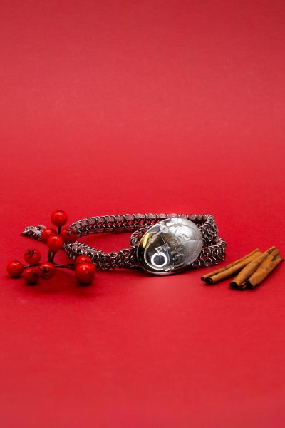 Vintage Prada Kettengürtel in Silber und Rosa