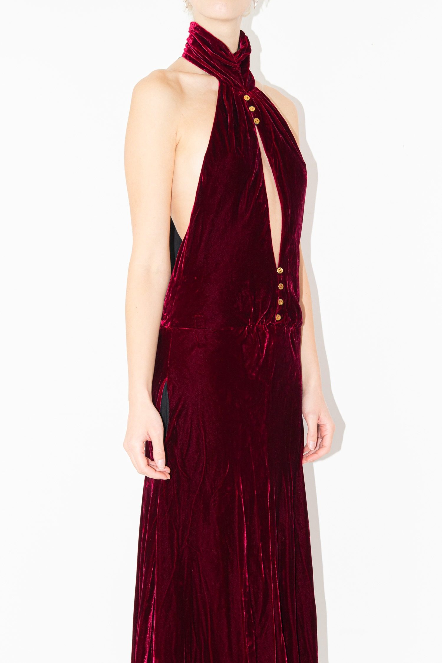 Thumbnail of http://Vintage%20Roberto%20Cavalli%20Samtkleid%20in%20Dunkelrot