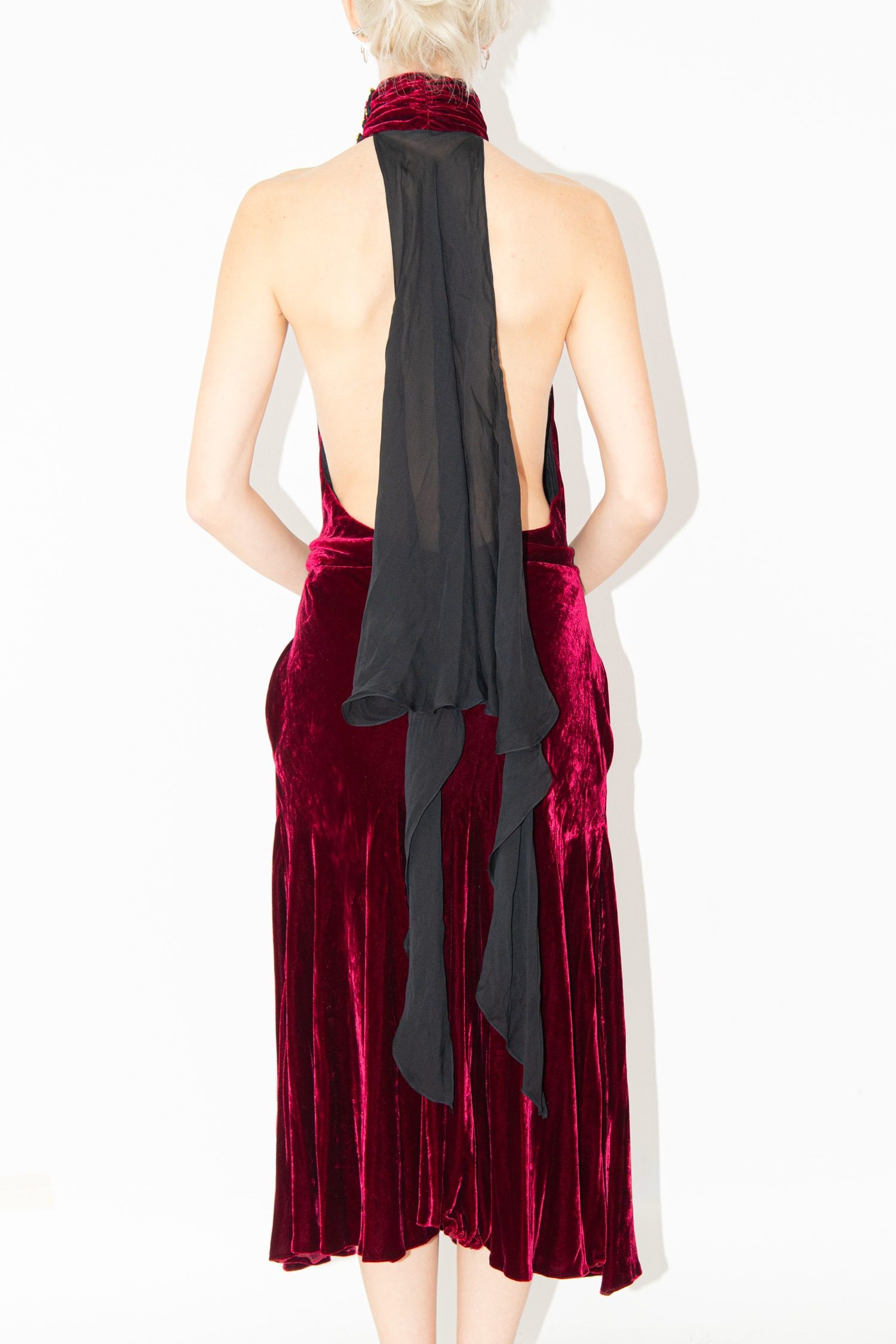 Thumbnail of http://Vintage%20Roberto%20Cavalli%20Samtkleid%20in%20Dunkelrot