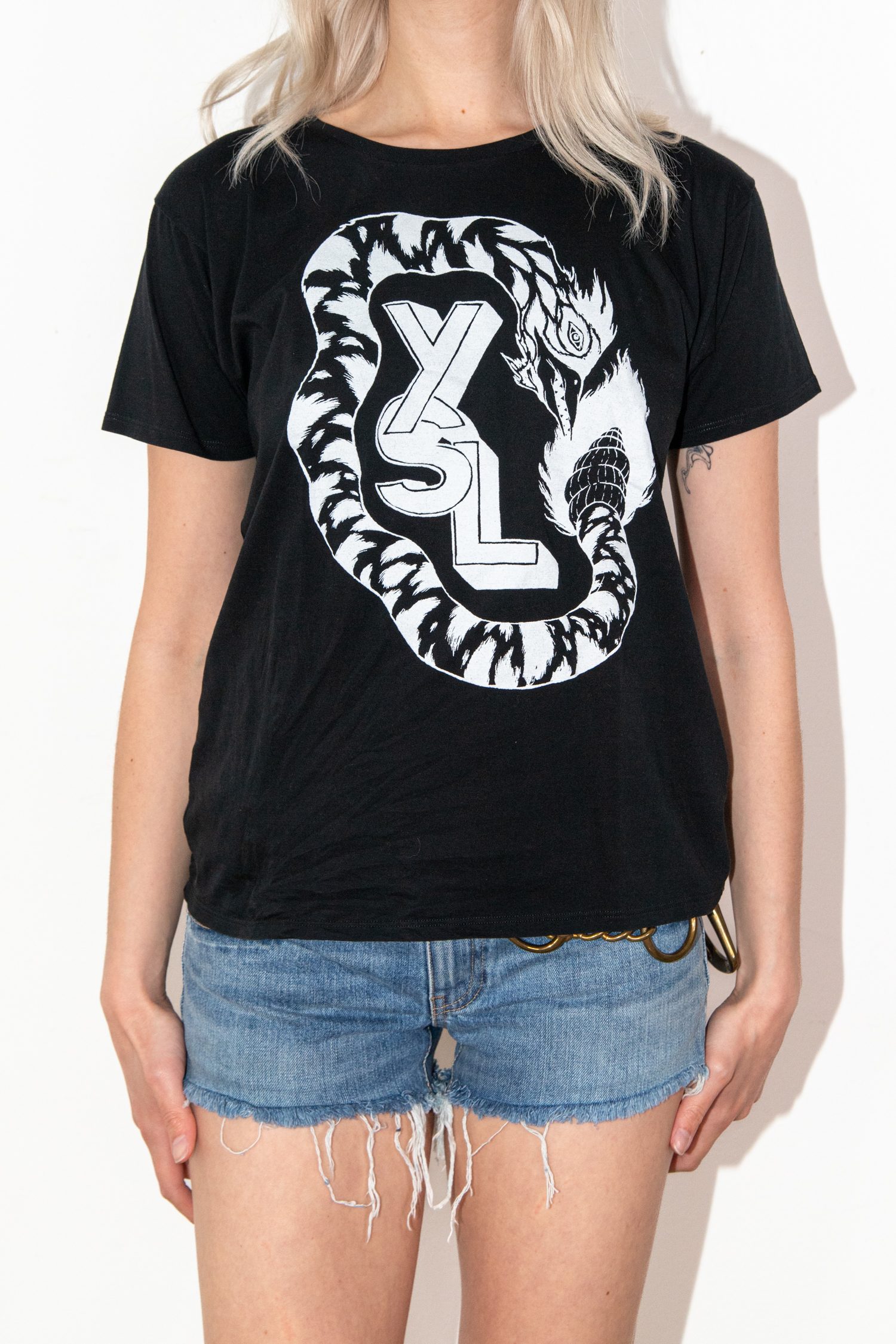 Saint Laurent Vintage T-Shirt mit Print in Schwarz und Weiß