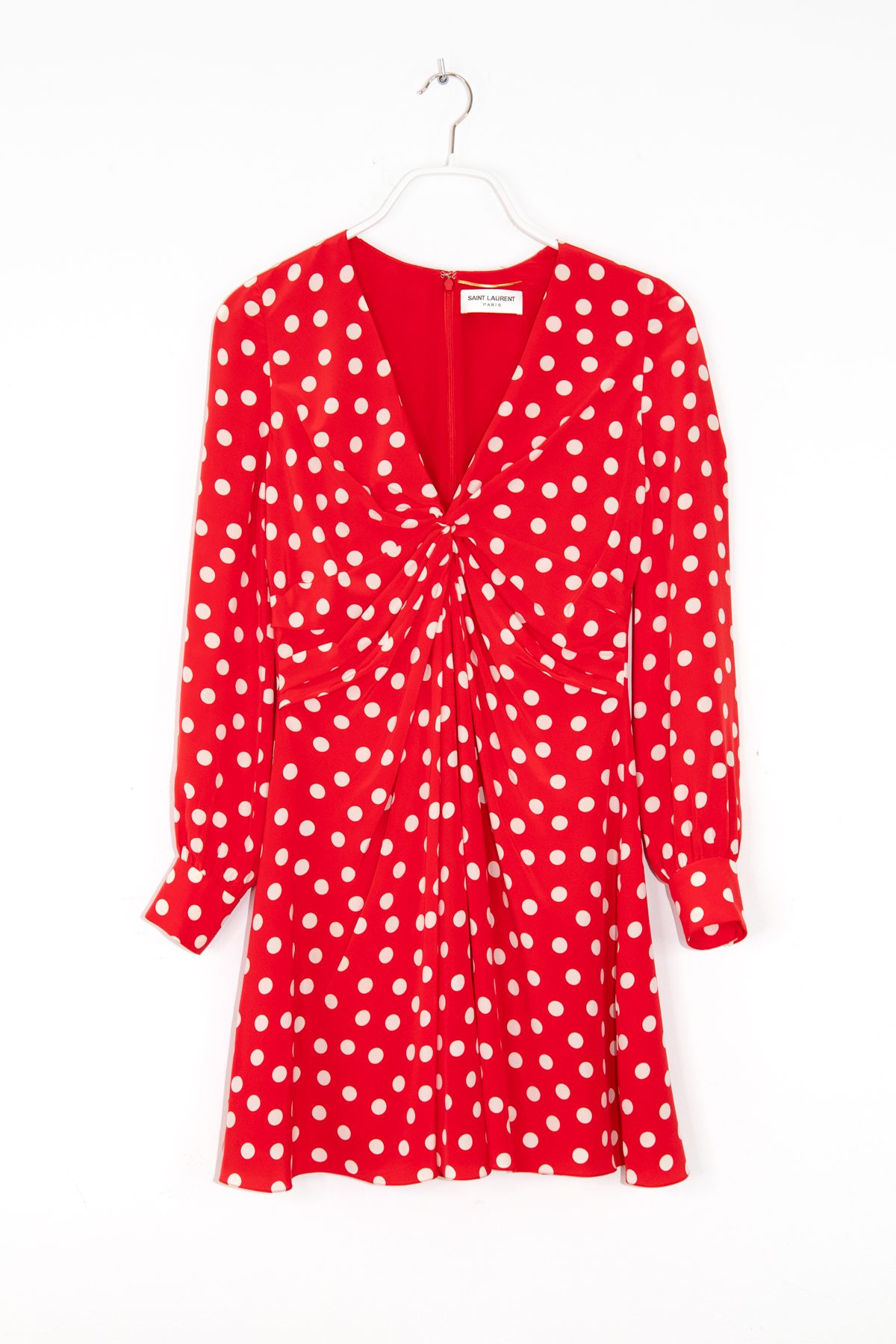 Saint Laurent Vintage Minikleid mit Punkten in Rot und Ecru