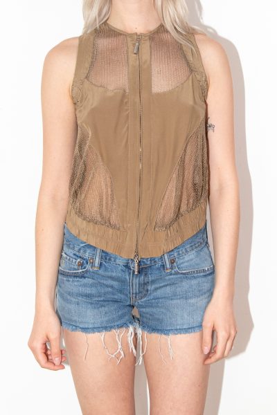 Versace Vintage Mesh-Weste in Khaki