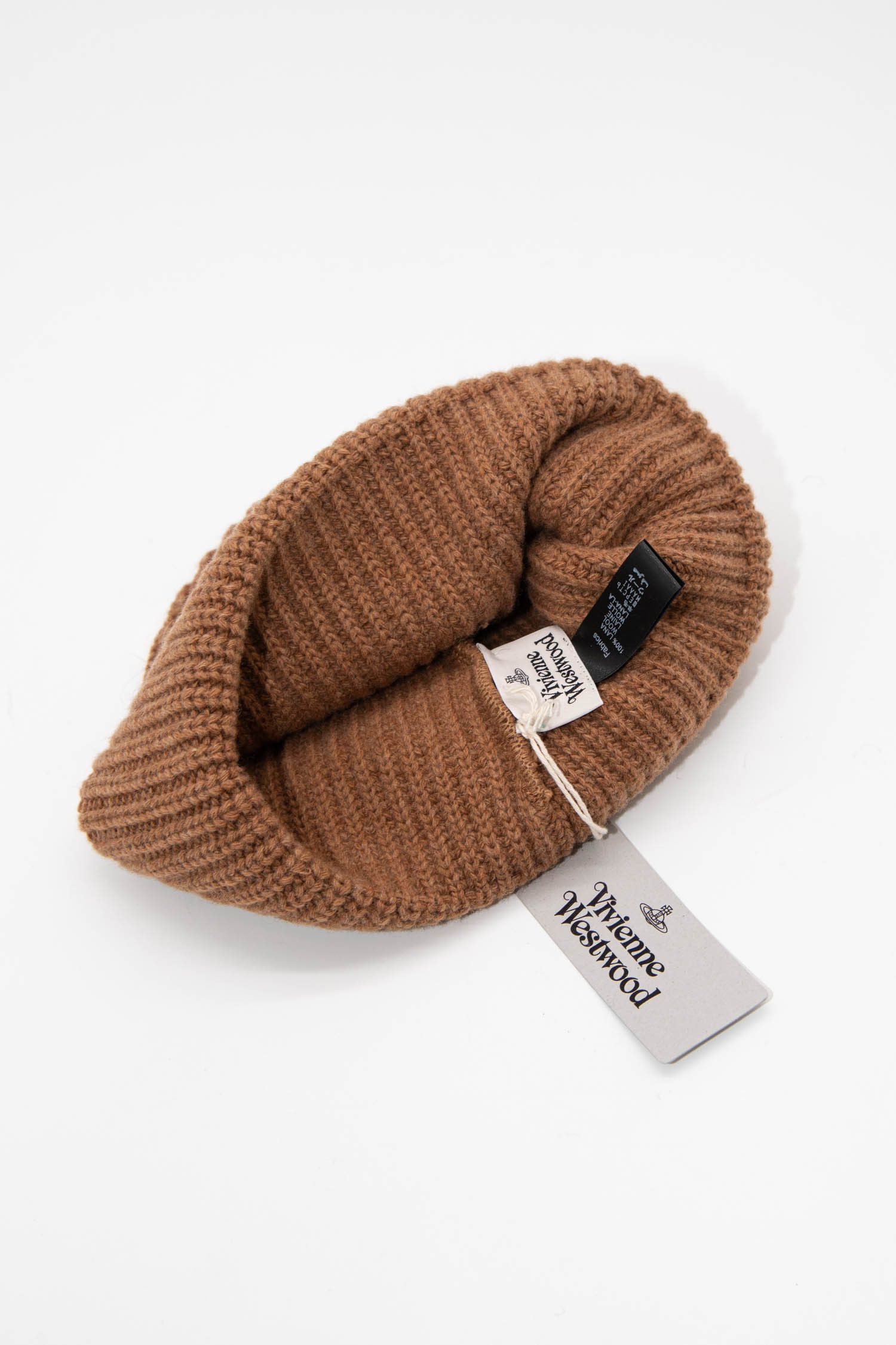 Vivienne Westwood "Knitted Sporty Beanie" in Camel
