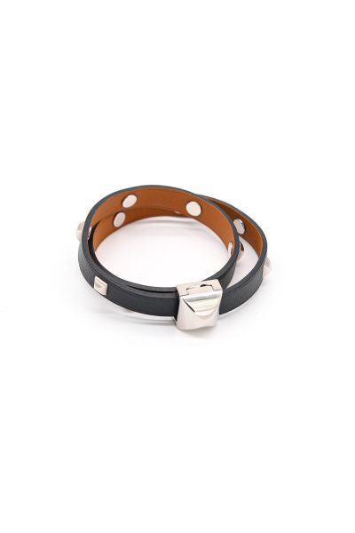 Hermès "Medor Infini Cloute Double Tour" Armband in Schwarz