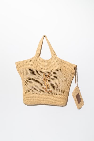 Saint Laurent "Icare" Maxi-Shopper gehäkelt in Beige
