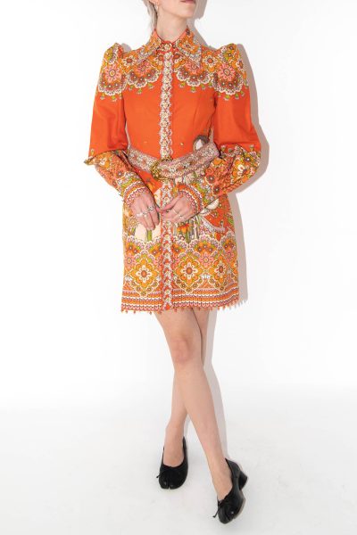 Zimmermann Minikleid mit aufwändigen Details in Orange