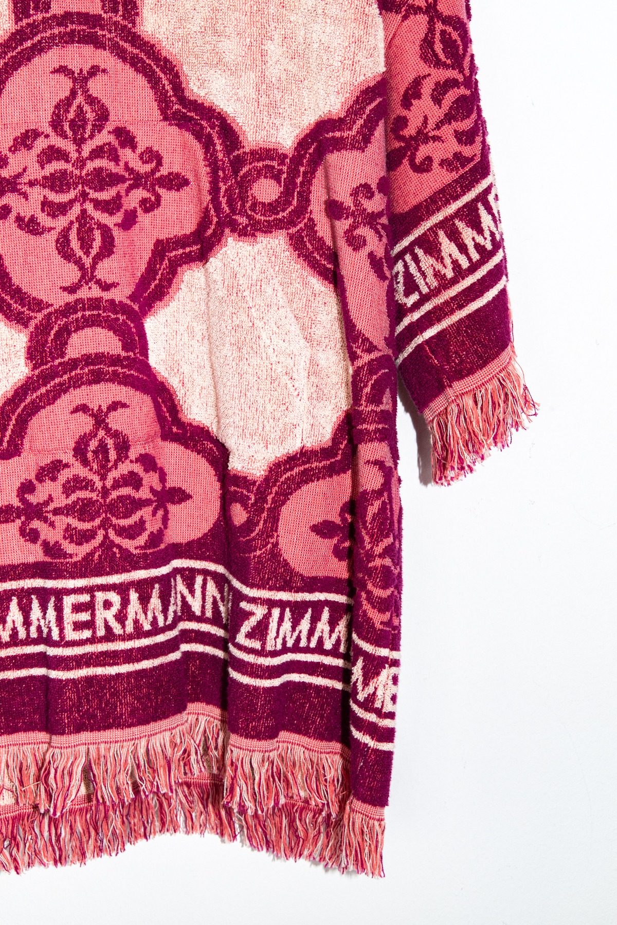 Thumbnail of http://Zimmermann%20Lola%20Hooded%20Fringed%20Kaftan%20in%20Pink%20und%20Beige