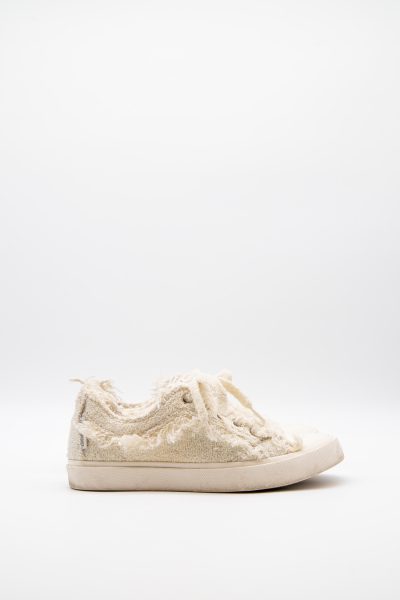 Zimmermann Sneaker mit Frottee und Fransen in Cremeweiß