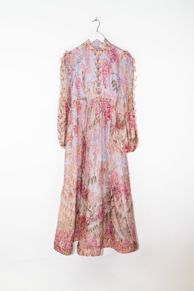 Zimmermann Maxikleid mit Schmetterlingen in Fliederfarben