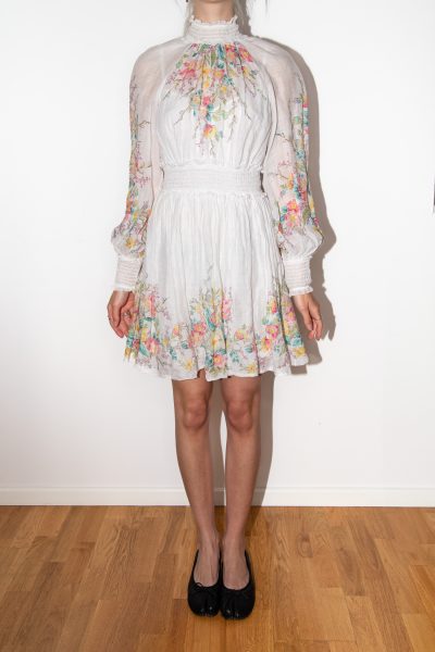 Zimmermann Minikleid mit floralem Muster in Weiß