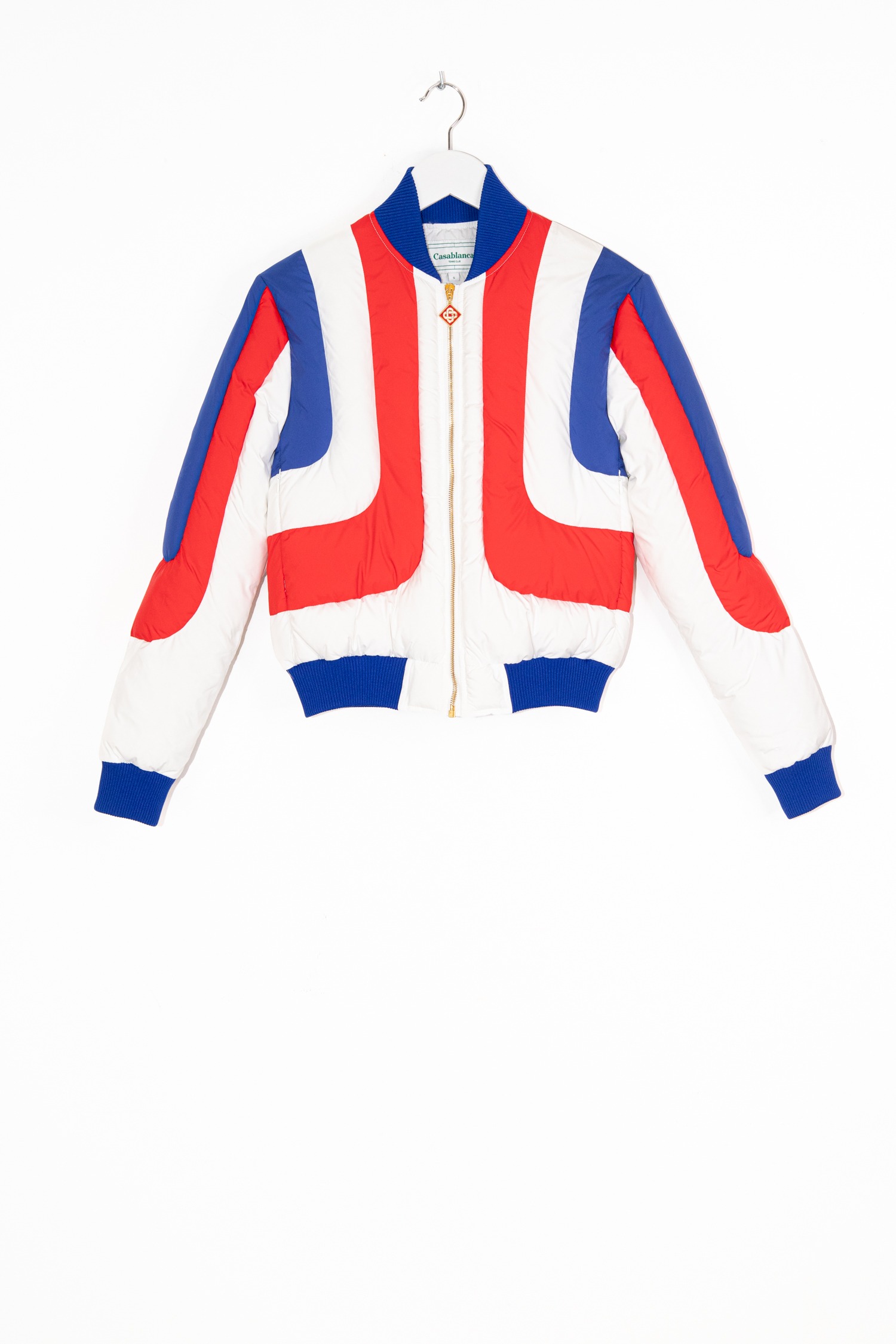 Casablanca "Curve Panel Puffer" Blouson in Weiß, Blau und Rot