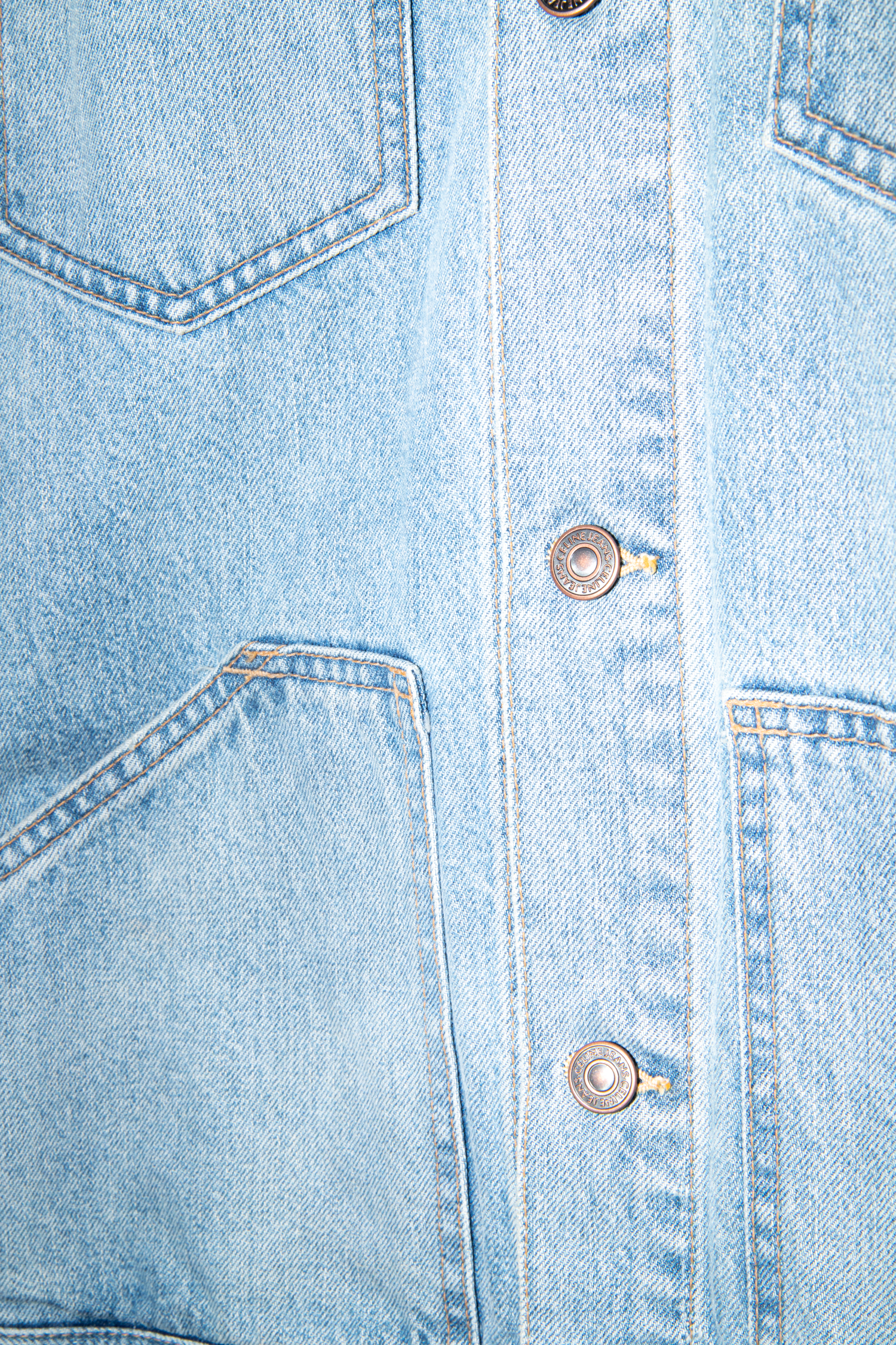 Celine Jeansjacke mit Lederdetails in Hellblau