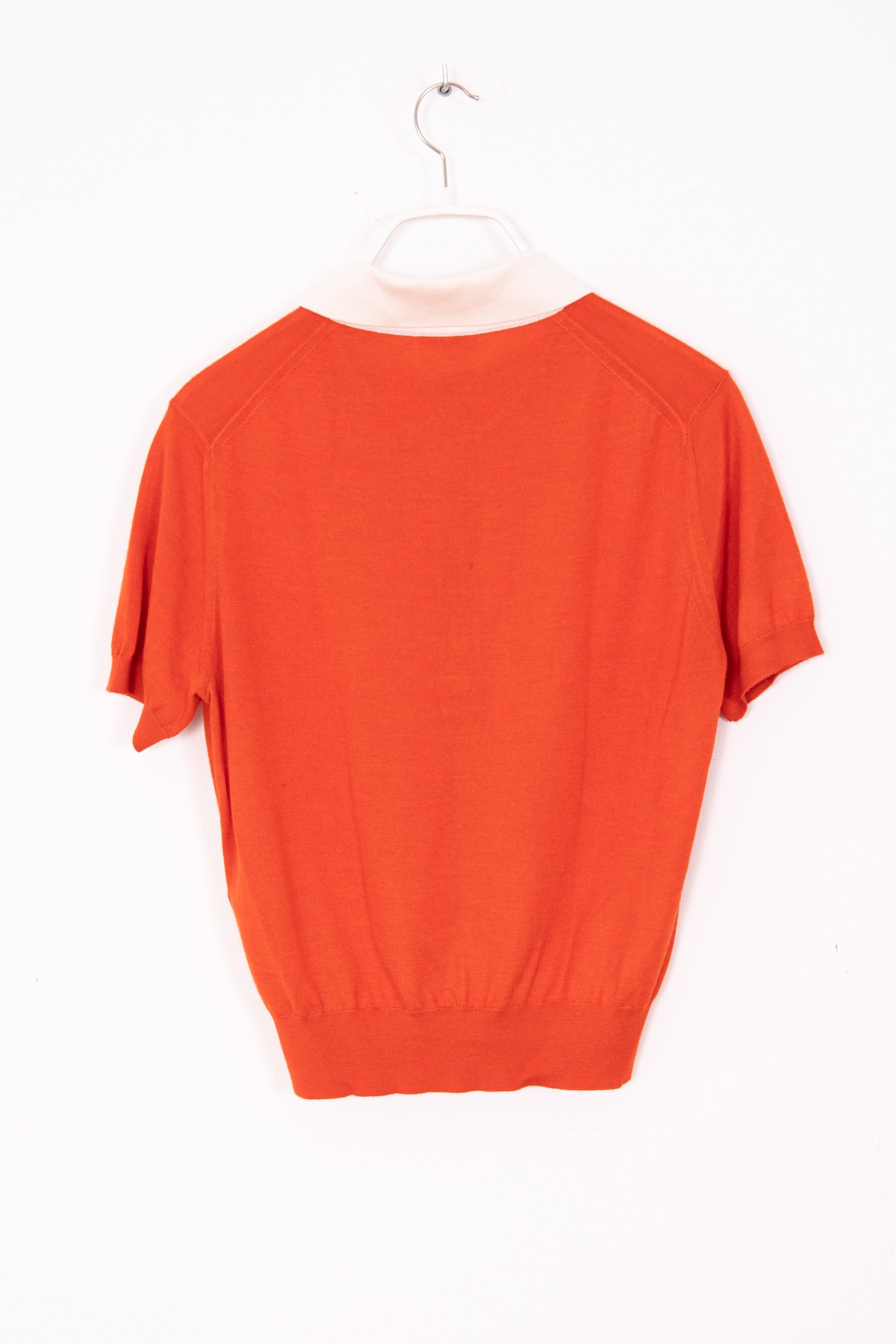 Celine Polo-Pullover aus Kaschmirseide in Orange und Ecru