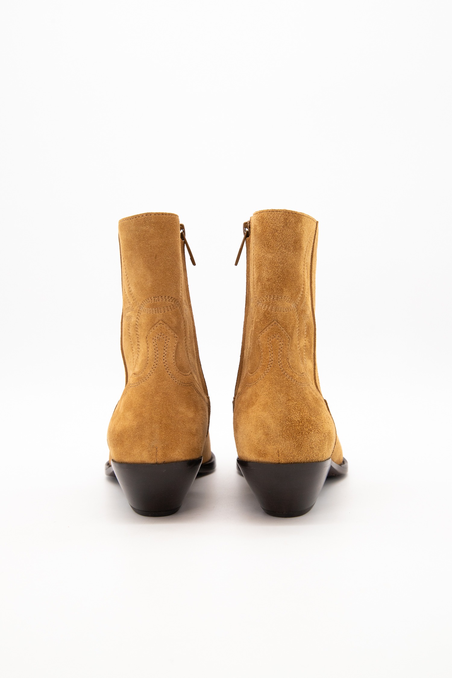 Celine "Leon" Stiefelette aus Veloursleder in Hellbraun