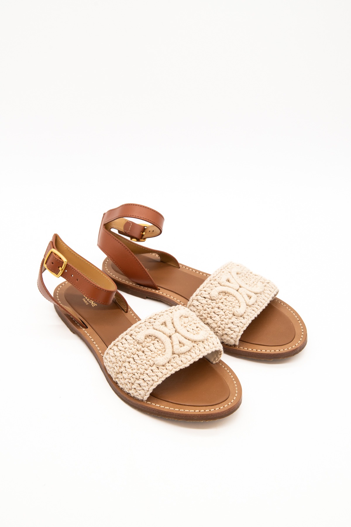 Celine "Lympia" Sandalen in Beige und Hellbraun