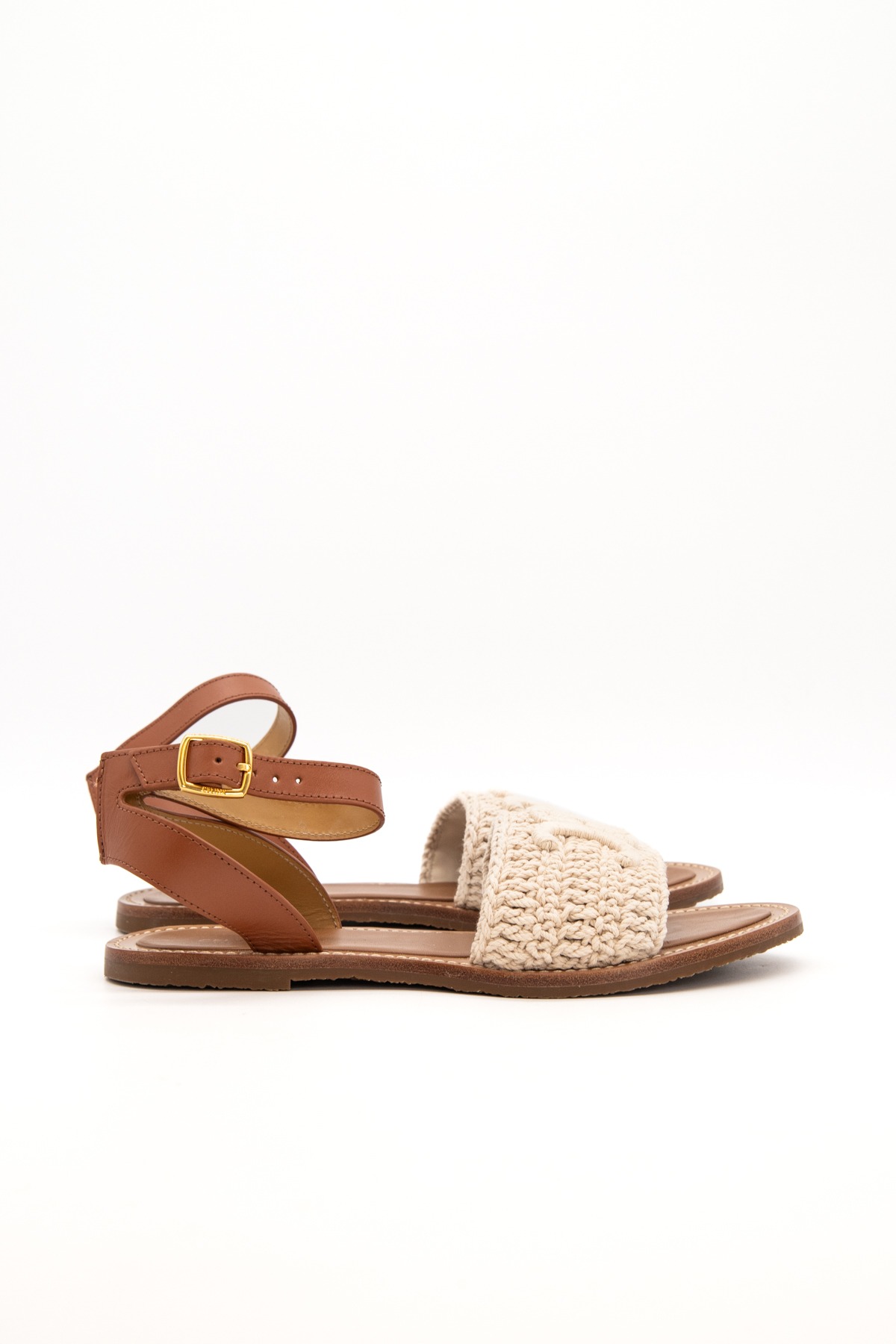 Celine "Lympia" Sandalen in Beige und Hellbraun