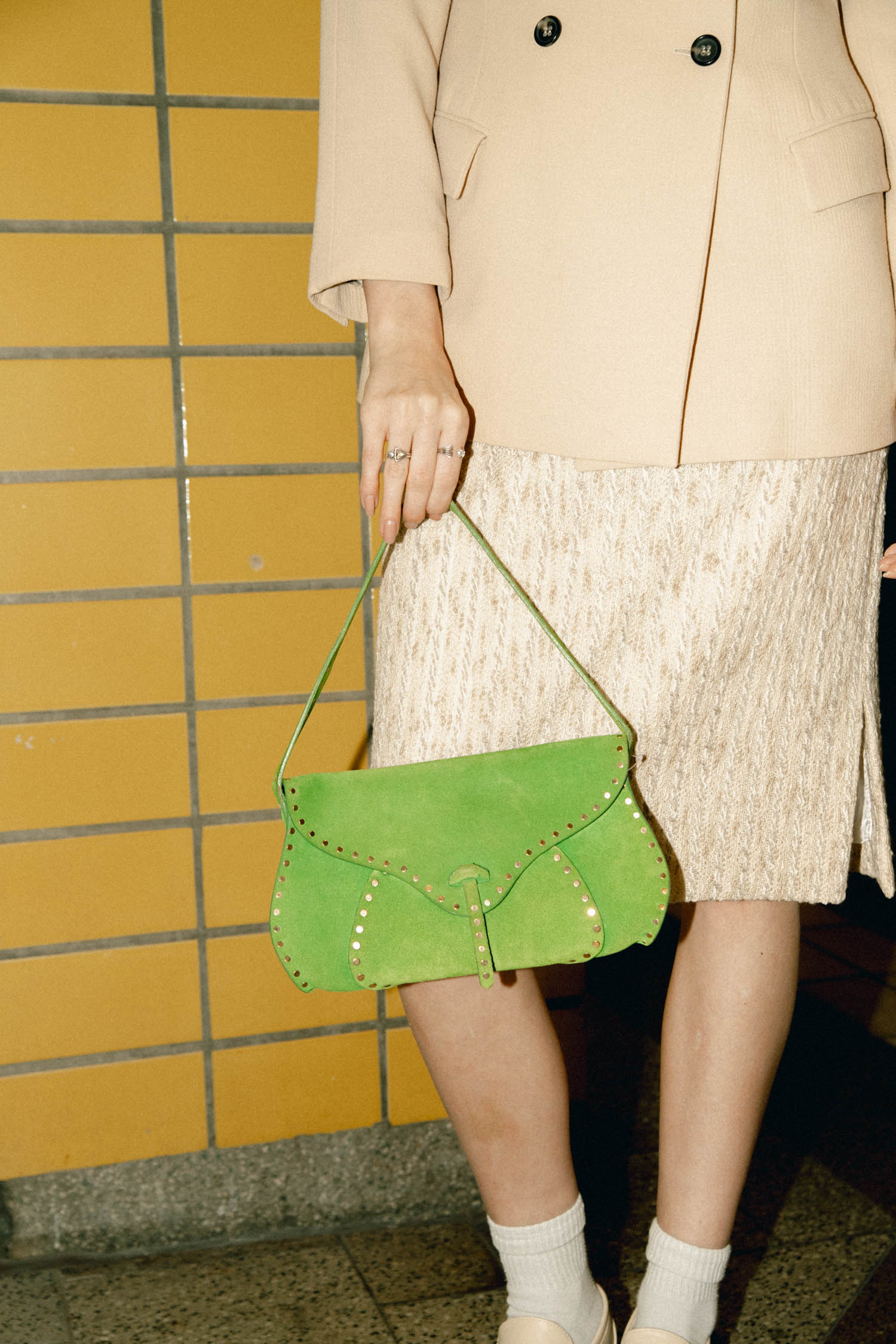 Celine Vintage "Poulbot" Schultertasche in Grün