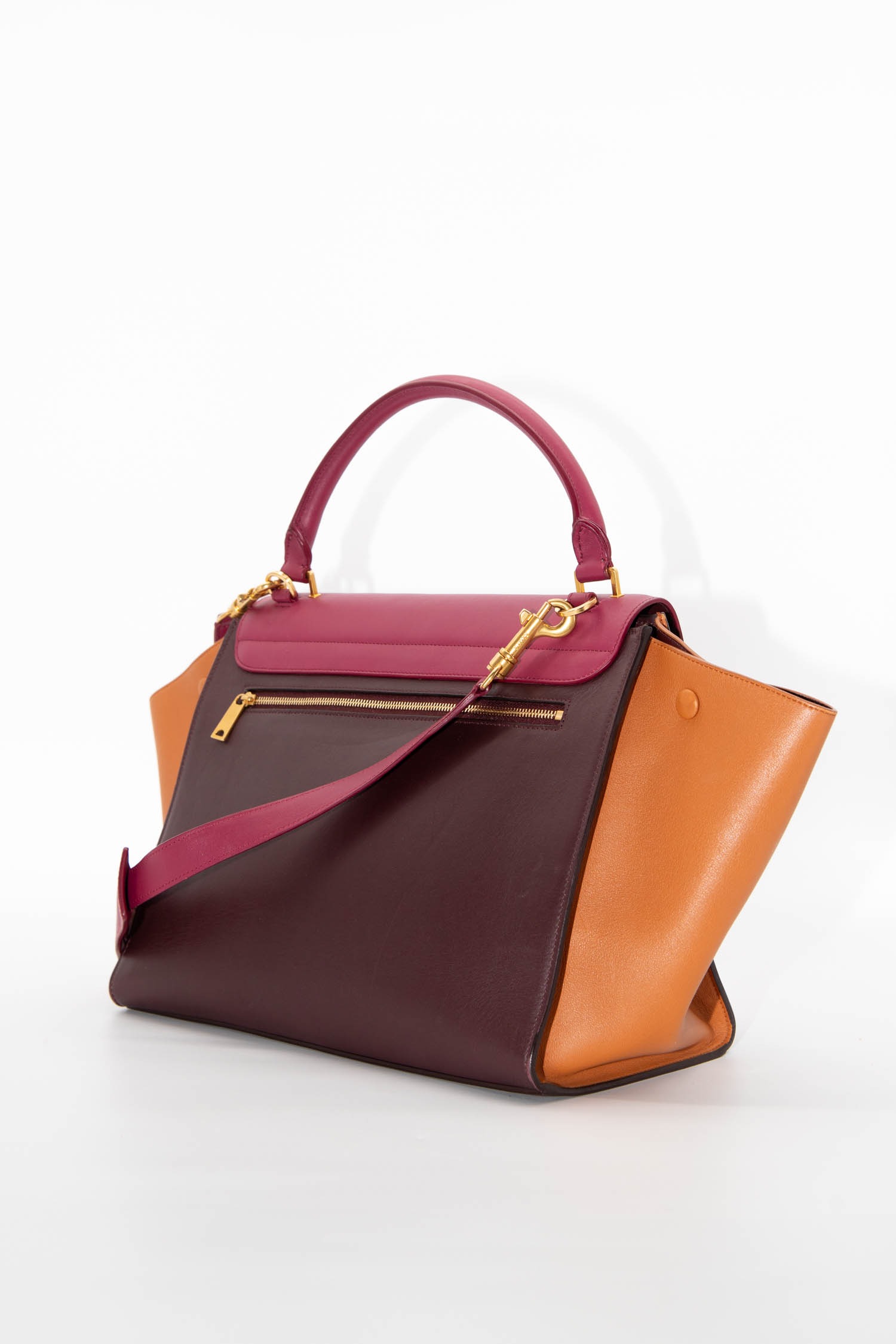 Céline "Trapeze Medium" Handtasche in Aubergine und Braun