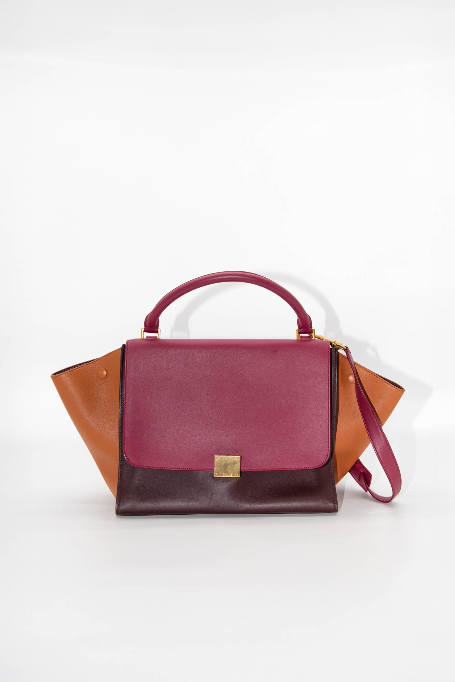 Céline "Trapeze Medium" Handtasche in Aubergine und Braun