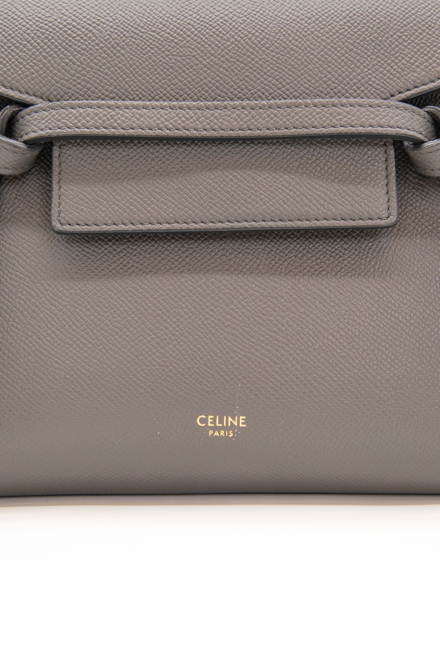 Celine "Nano Belt Bag" in Dunkelgrau und Gold