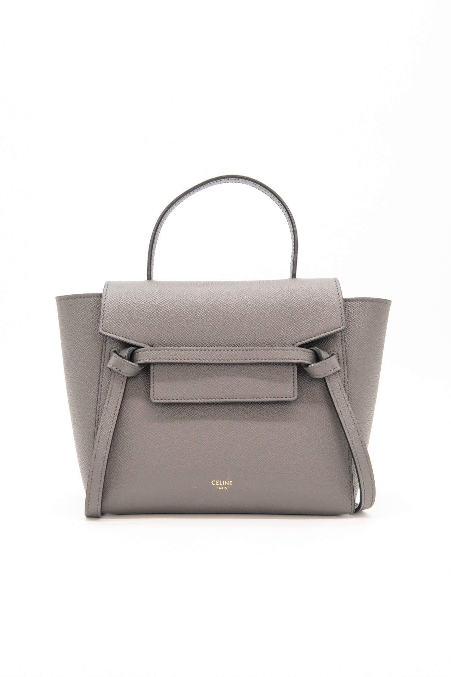 Celine "Nano Belt Bag" in Dunkelgrau und Gold