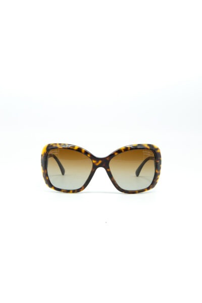 Chanel Sonnenbrille mit Perlen-Details in Dunkelbraun und Braun