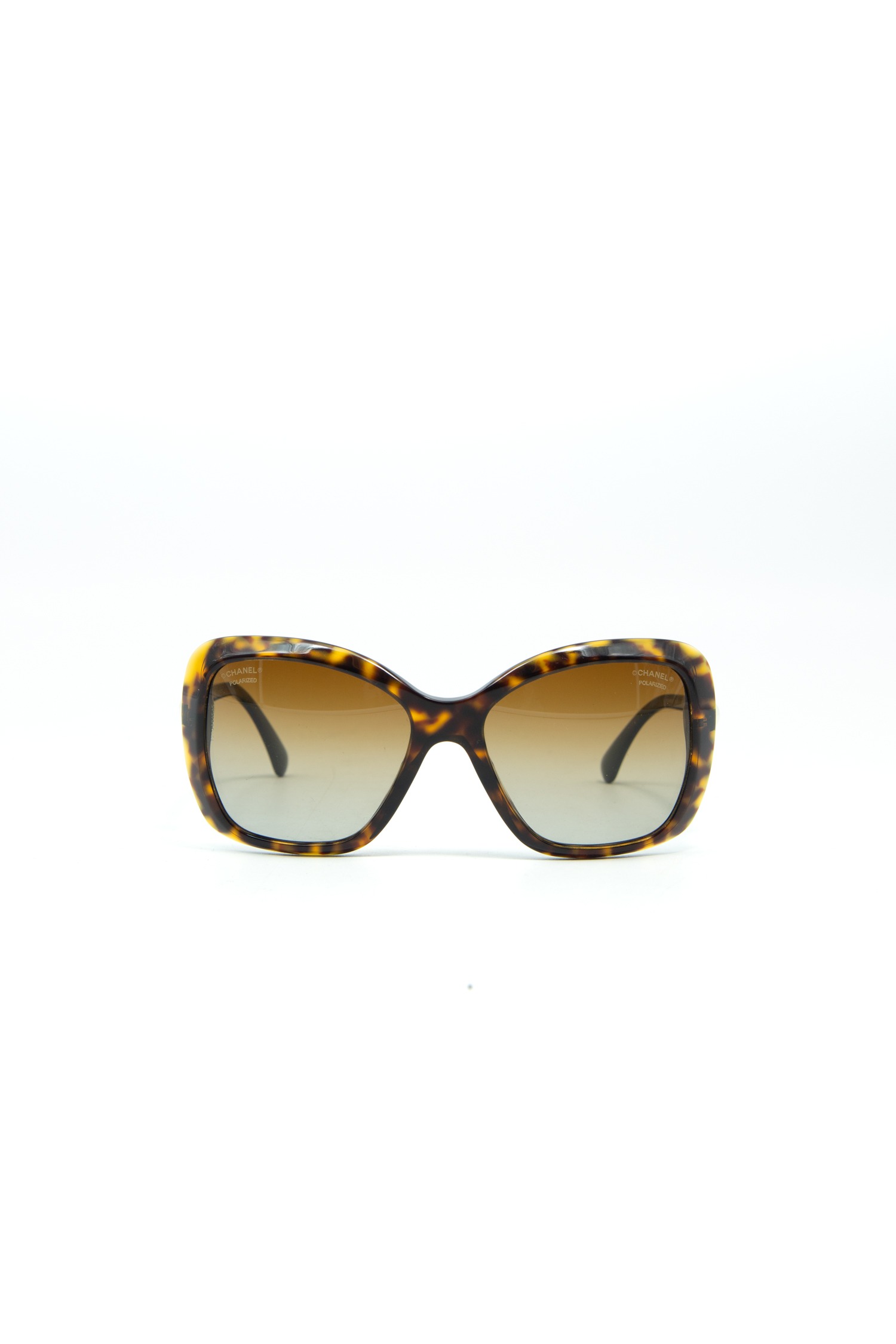 Chanel Sonnenbrille mit Perlen-Details in Dunkelbraun und Braun