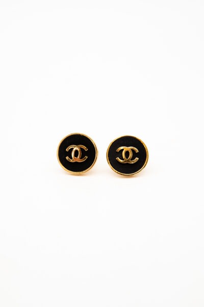 Chanel CC-Logo Ohrclips in Schwarz und Gold
