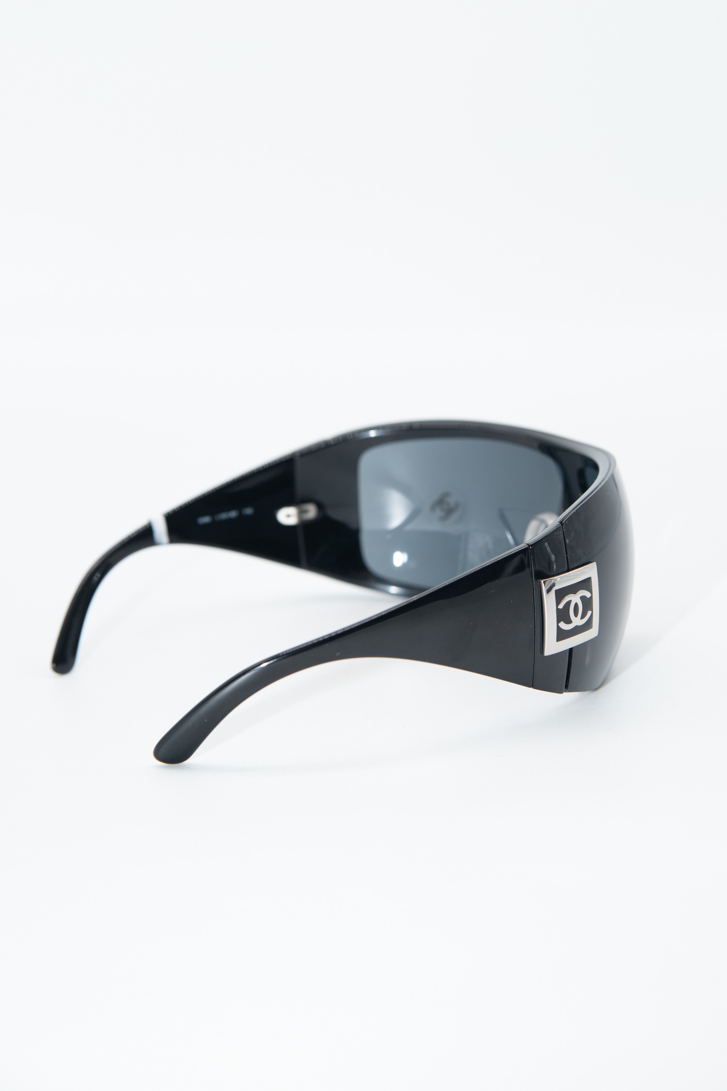 Chanel Vintage Oversized Sonnenbrille in Schwarz und Silber