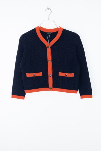 Chanel Strickjacke in Dunkelblau und Orange
