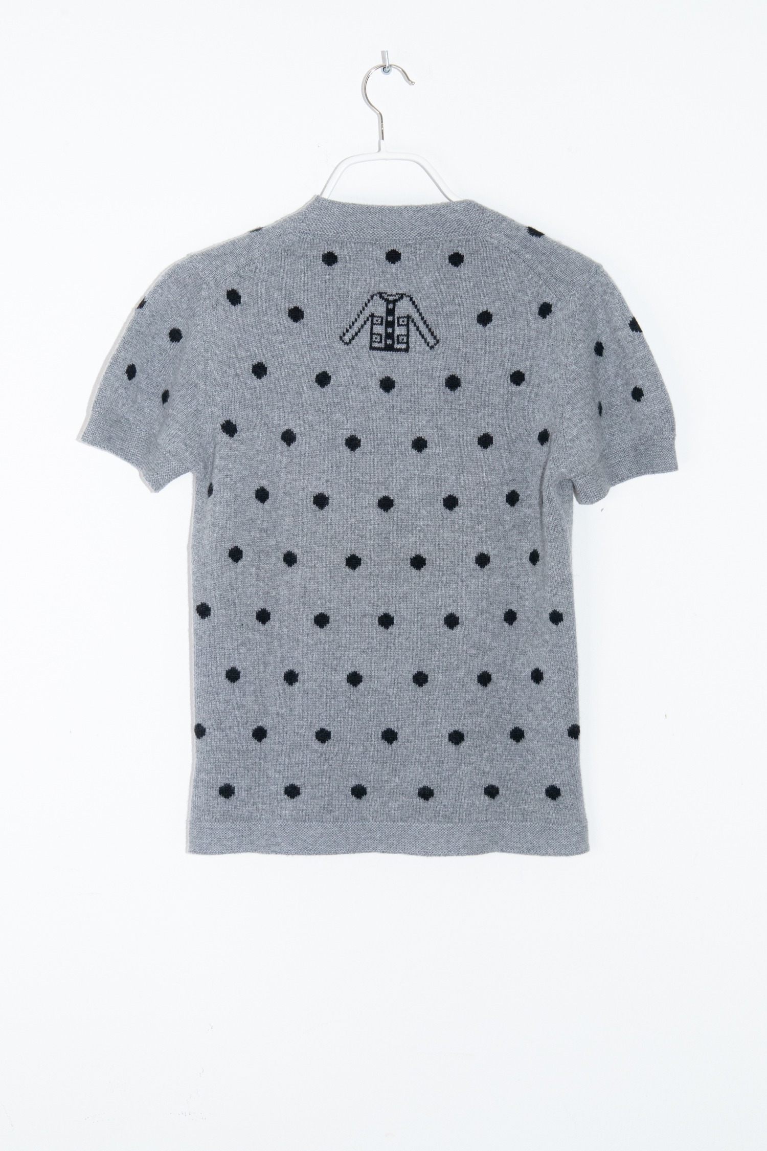 Chanel Strickpullover mit kurzen Ärmeln und Pailletten in Grau