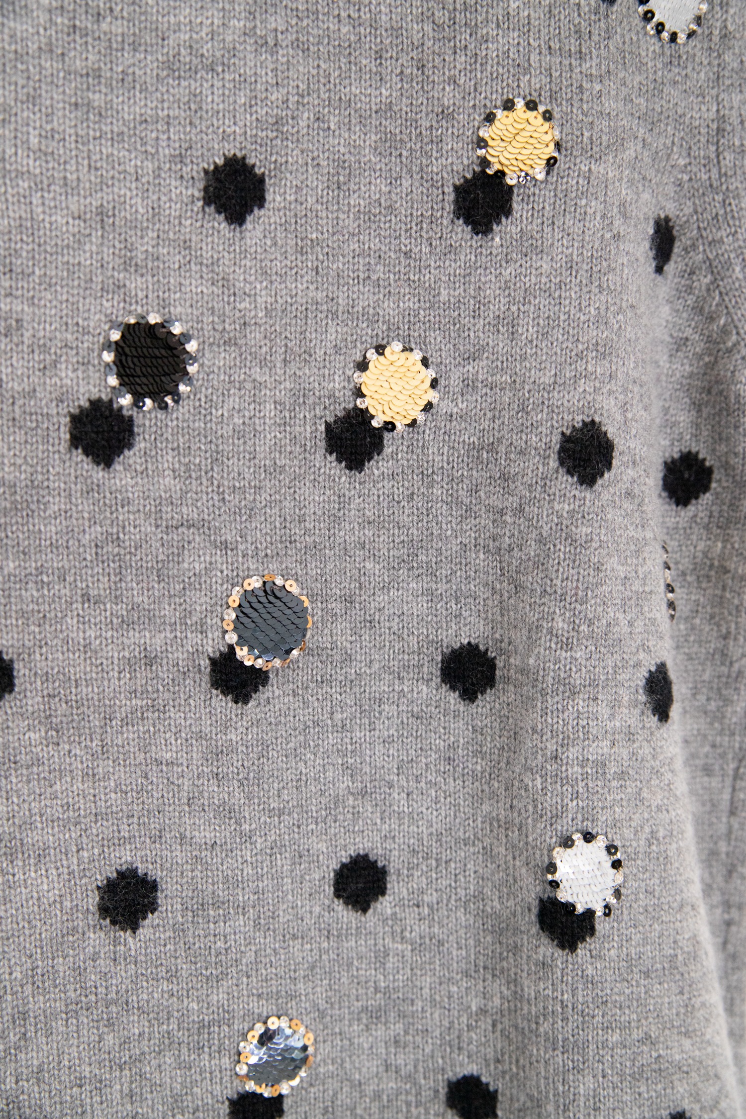 Chanel Strickpullover mit kurzen Ärmeln und Pailletten in Grau