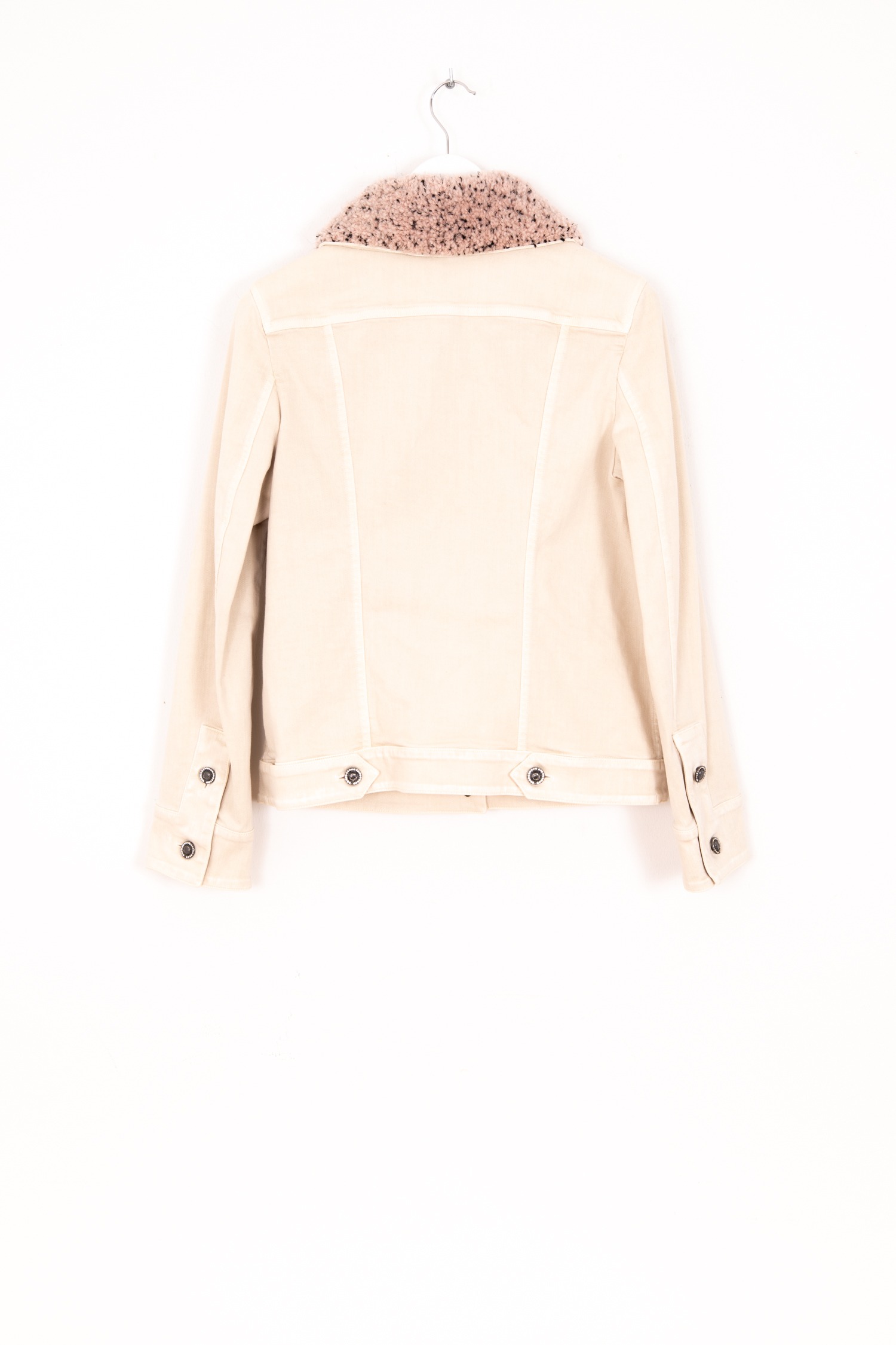 Chanel Jeansjacke mit Bouclé-Details in Cremeweiß und Rosa