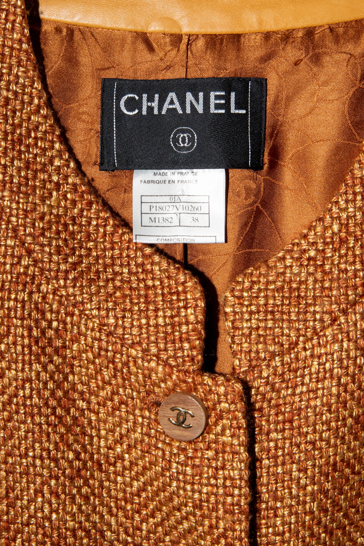 Chanel Jacke mit Schal in Orange und Ocker