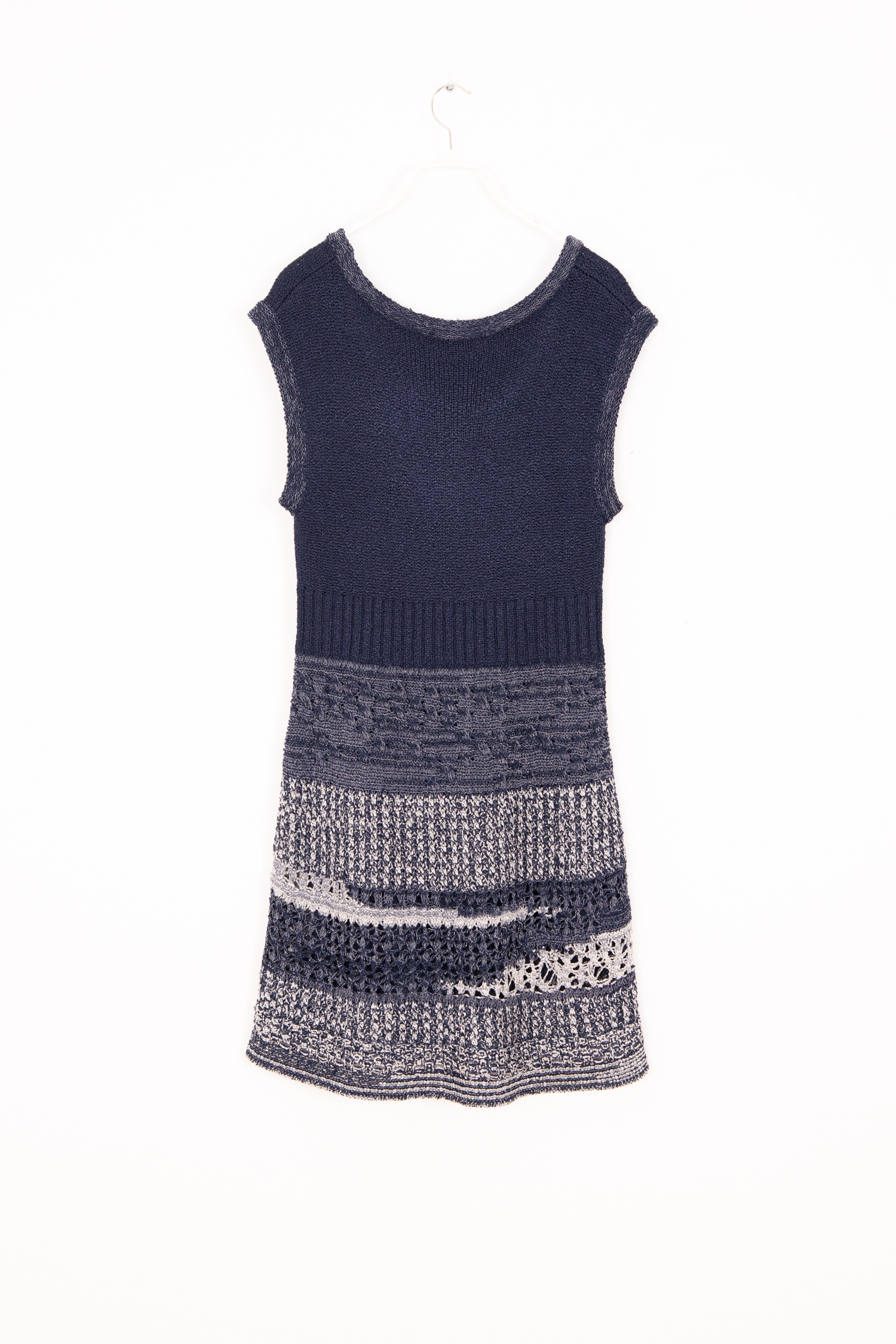 Chanel Strickkleid in Marineblau und Silber