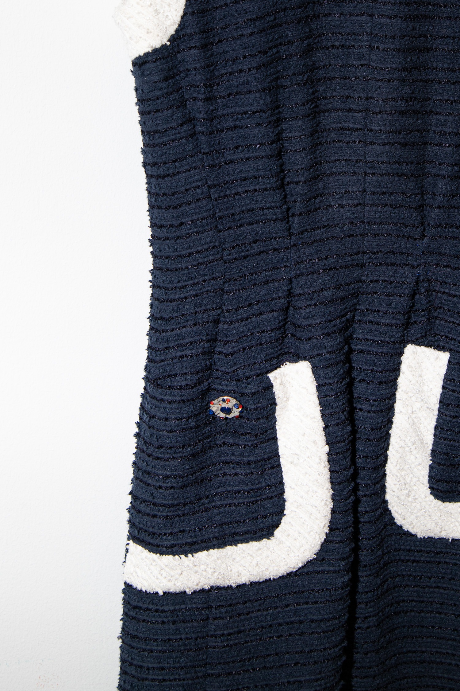 Chanel kurzes Kleid in Blau mit Details in Weiß