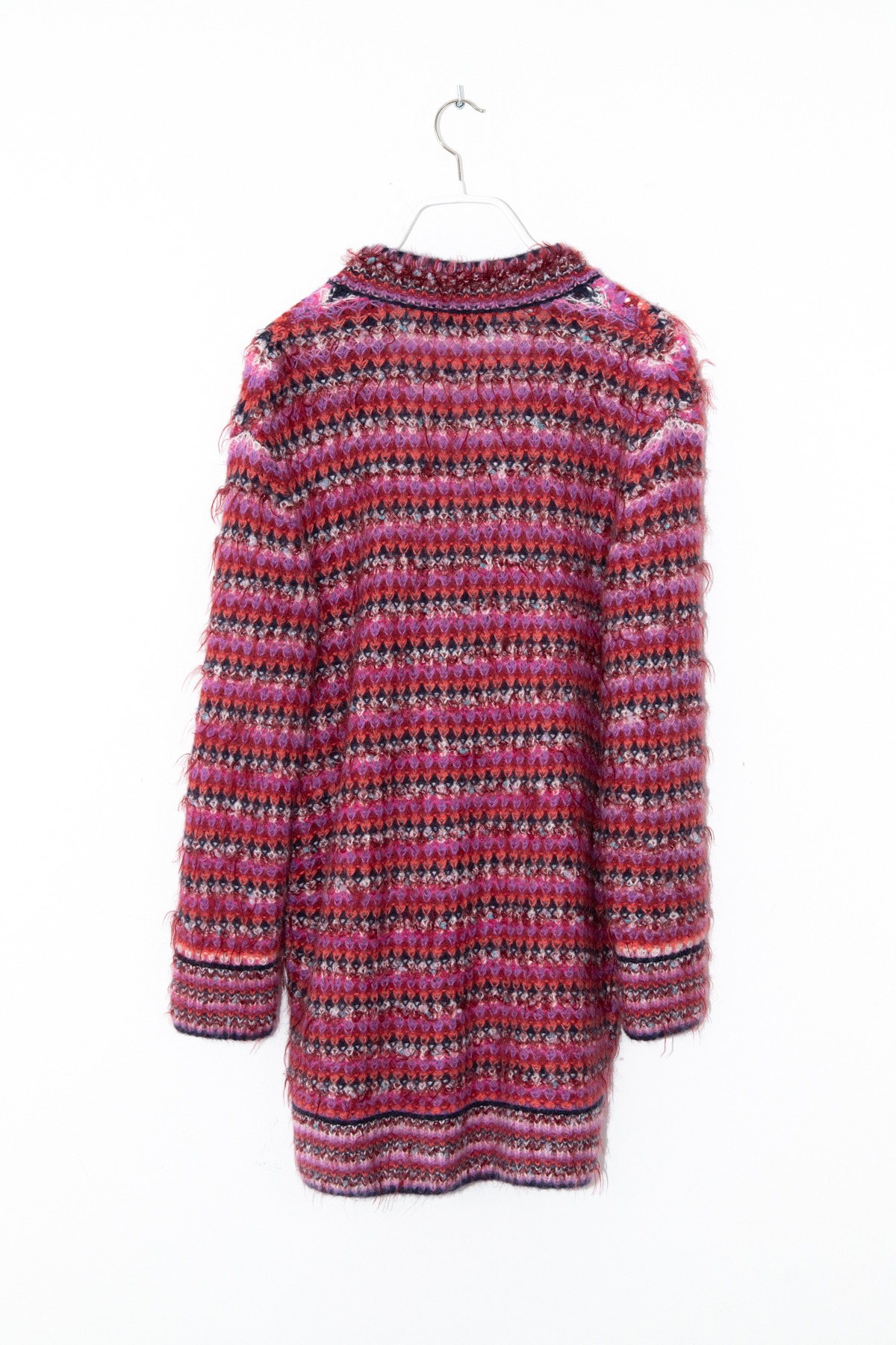 Chanel "2022 Metiers d'Art" Cardigan in Lila, Rot und Rosa Gestreift