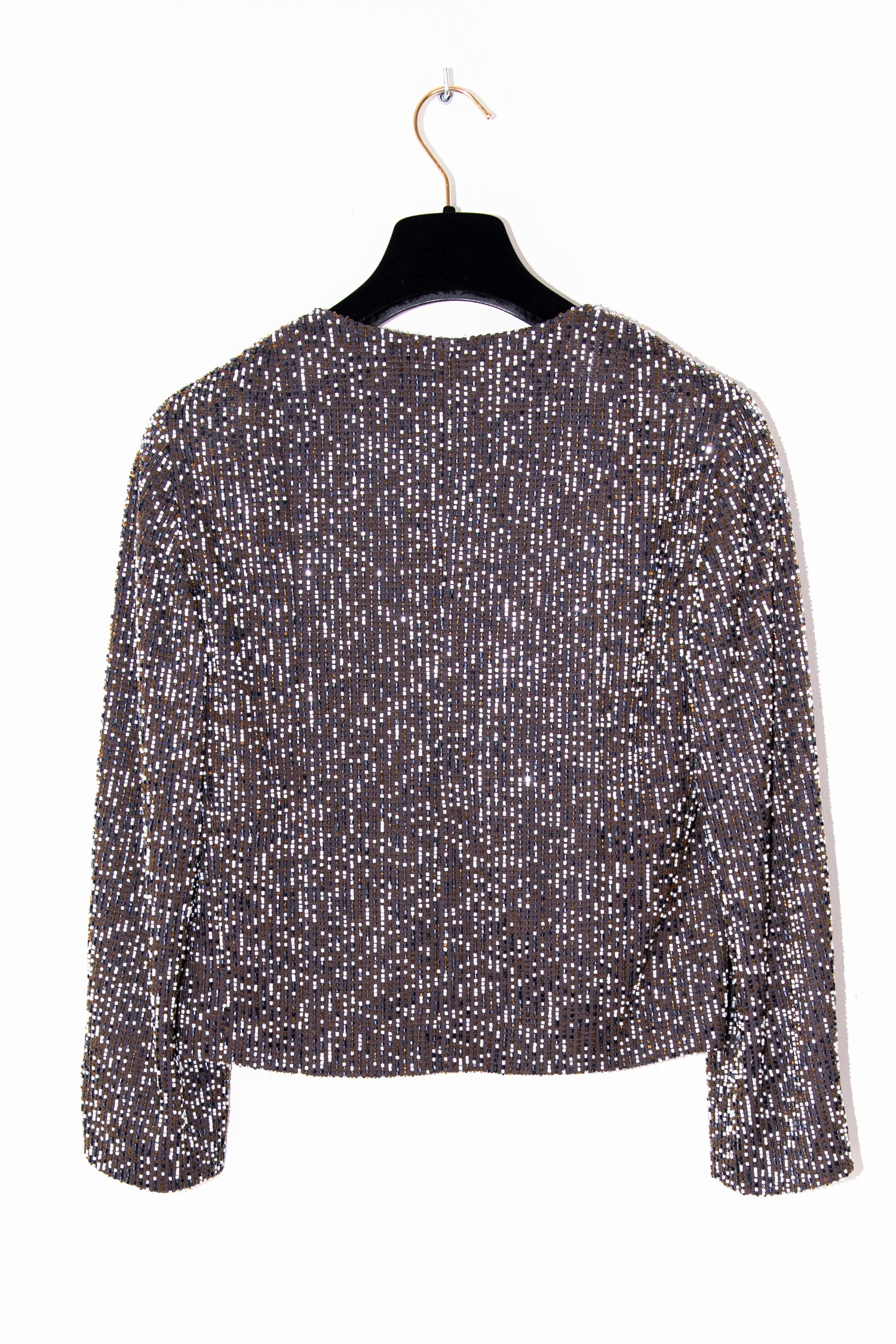 Vintage Chanel perlenbesetzter Blazer in Grau und Braun